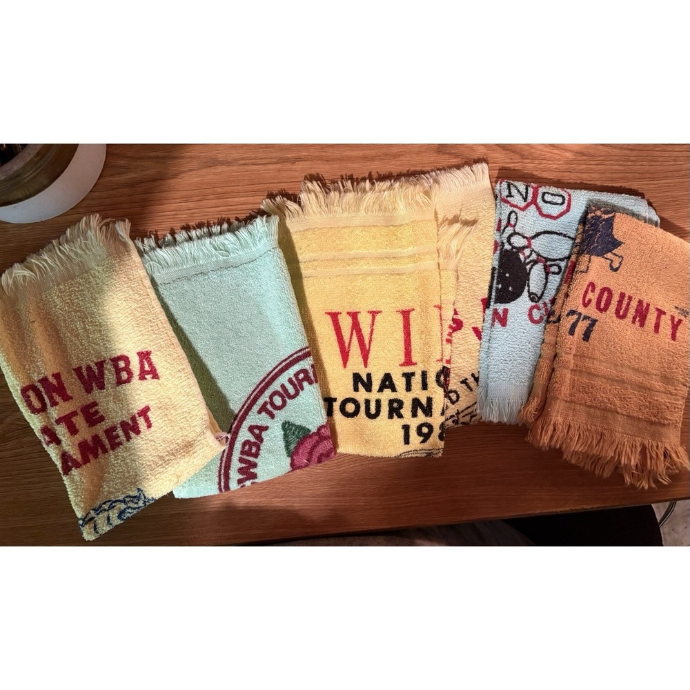 VTG Women's Bowling Association Ball/Hand Towel Lot (6)  70's & 80's CA & Nevada